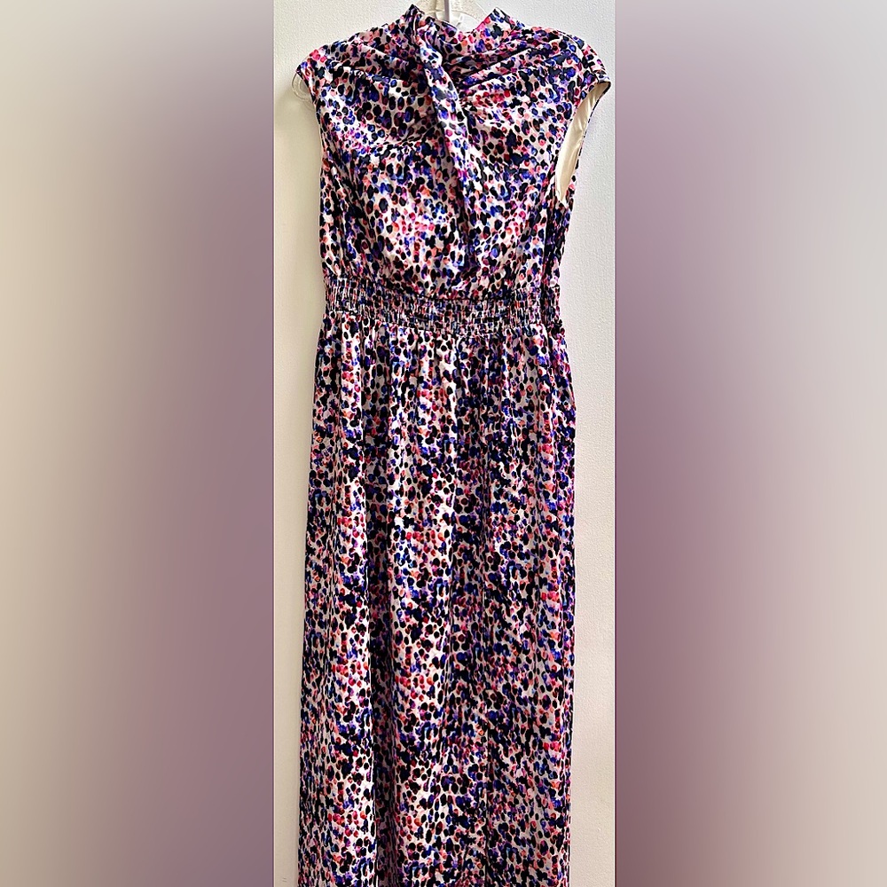 NWT Little Mistress London Smocked Maxi Cocktail Dress Pink Purple Blue